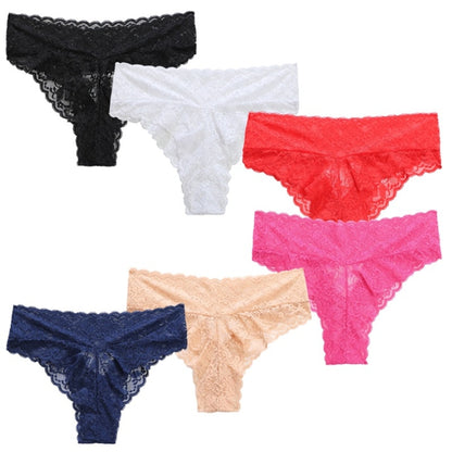 226 Female Lace Underwear Hollow Mid Waist Breathable Panties, Size: S(Red) - Ladies Underwear by PMC Jewellery | Online Shopping South Africa | PMC Jewellery