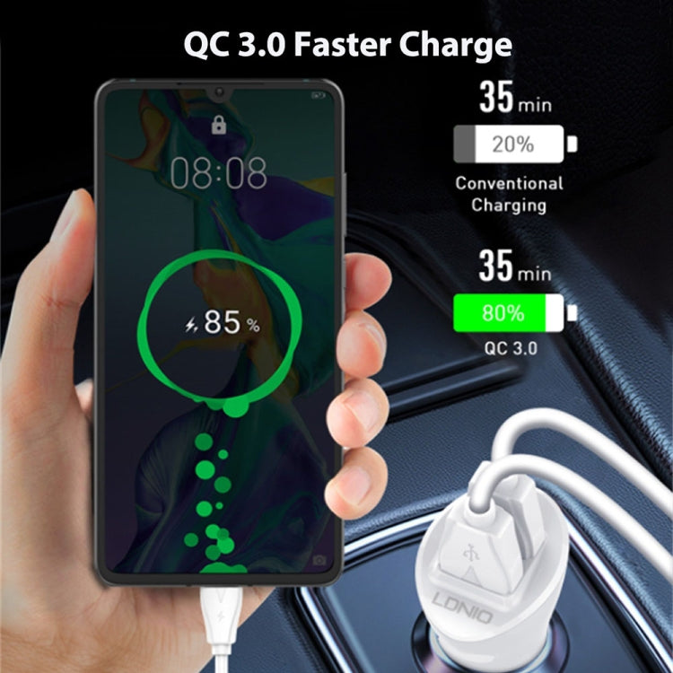 LDNIO C511Q 36W QC 3.0 Phone Fast Charger Dual-USB Ports Smart Car Charger with USB-C/Type-C Cable - Car Charger by LDNIO | Online Shopping South Africa | PMC TechLife