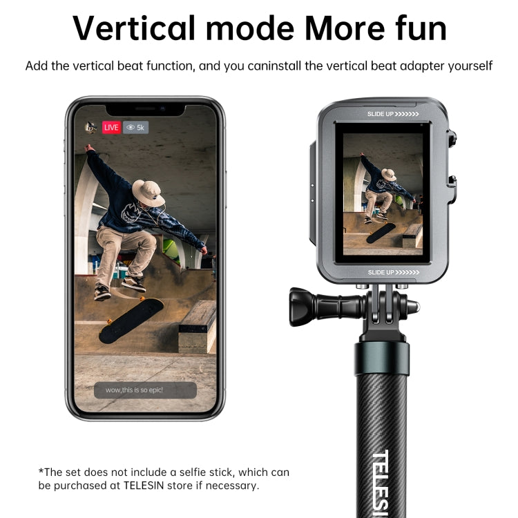 TELESIN Aluminium Alloy Frame Case For GoPro Hero11 Black / HERO10 Black / HERO9 Black ,Spec: Vertical Shooting Set - free shipping - PMC TechLife - Order now!