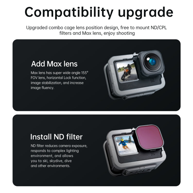 TELESIN Aluminium Alloy Frame Case For GoPro Hero11 Black / HERO10 Black / HERO9 Black ,Spec: Vertical Shooting Set - free shipping - PMC TechLife - Order now!