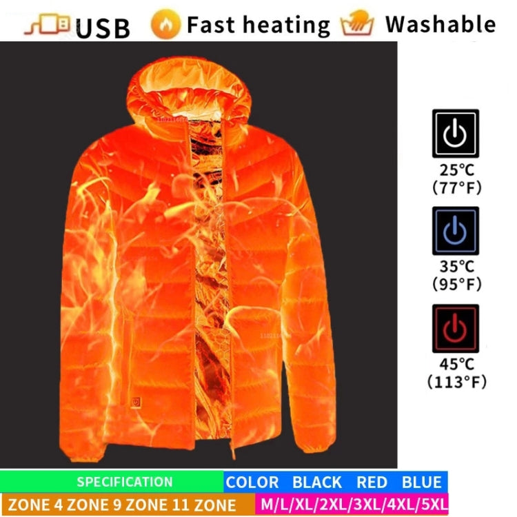 19 Zone 4 Control Blue USB Winter Electric Heated Jacket Warm Thermal Jacket, Size: XXXXL - Down Jackets by PMC Jewellery | Online Shopping South Africa | PMC Jewellery