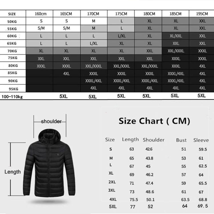 19 Zone 4 Control Blue USB Winter Electric Heated Jacket Warm Thermal Jacket, Size: XXXXL - Down Jackets by PMC Jewellery | Online Shopping South Africa | PMC Jewellery