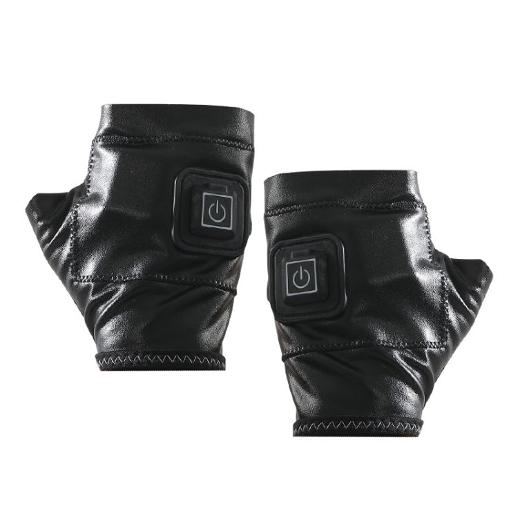 1 Pair Adjustable Temperature Rechargeable Intelligent Electric Heating Gloves Half Finger Gloves, Size: M(Black) - free shipping - PMC TechLife - Order now!