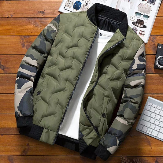 Men Jacket Winter Down Cotton Jacket Camouflage Baseball Jacket, Size: L(Green) - Cardigan by PMC Jewellery | Online Shopping South Africa | PMC Jewellery