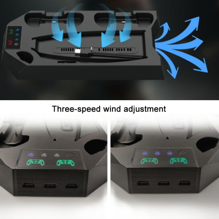 For PS5 DE/UHD 2 In 1 Handheld Console Cooling Stand Fan Base(Black) - Charger & Power by PMC TechLife | Online Shopping South Africa | PMC TechLife