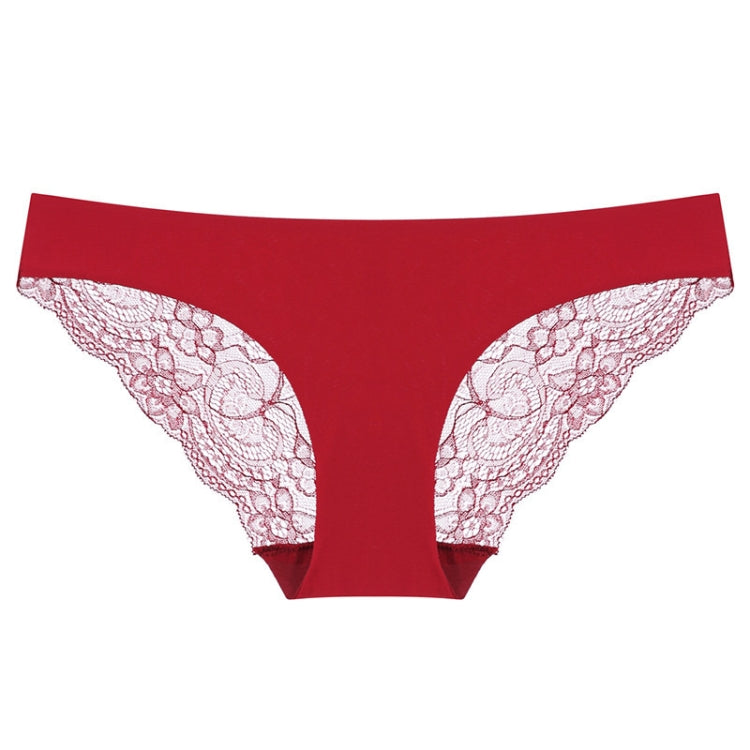 606 3pcs Sexy Lace One-piece Perspective Low-waist Ladies Underwear, Size: S(Wine Red) - Ladies Underwear by PMC Jewellery | Online Shopping South Africa | PMC Jewellery