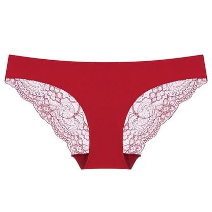 606 3pcs Sexy Lace One-piece Perspective Low-waist Ladies Underwear, Size: S(Wine Red) - Ladies Underwear by PMC Jewellery | Online Shopping South Africa | PMC Jewellery
