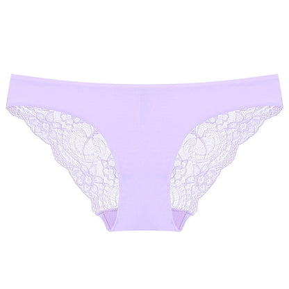 606 3pcs Sexy Lace One-piece Perspective Low-waist Ladies Underwear, Size: XL(Light Purple) - Ladies Underwear by PMC Jewellery | Online Shopping South Africa | PMC Jewellery