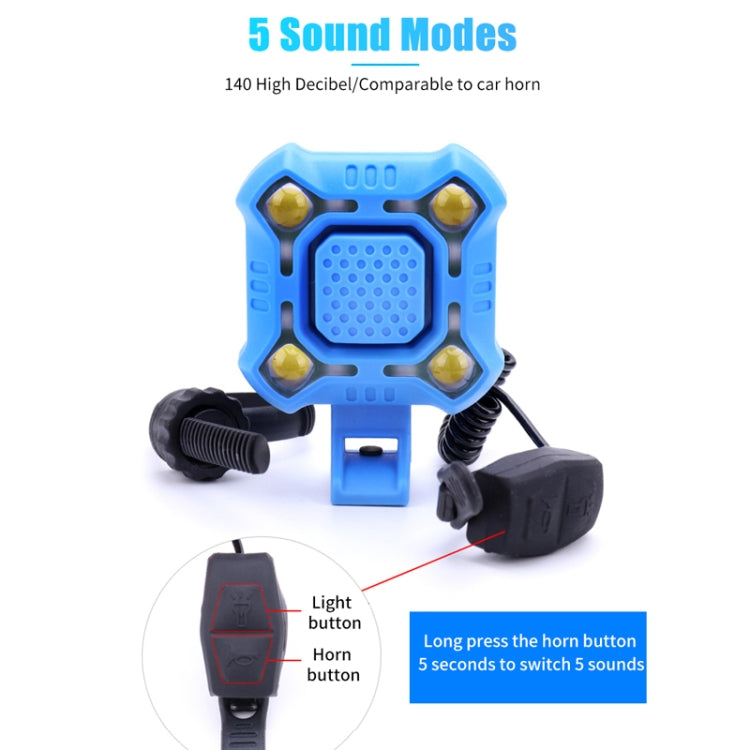 2 In 1 Bike 140db Bell 4 Lamp Cycling Light Bicycle Horn 5-sounds Alarm(Black) - free shipping - PMC TechLife - Order now!