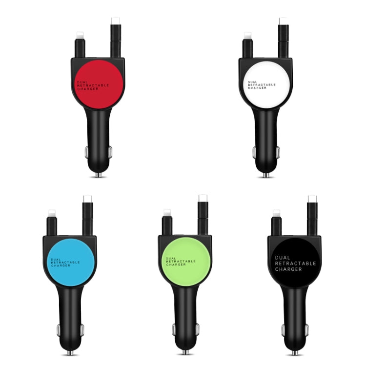 3 In 1 3.1A Dual USB Single Pull Retractable Fast QC3.0 Car Charger(Blue) - Car Charger by PMC TechLife | Online Shopping South Africa | PMC TechLife