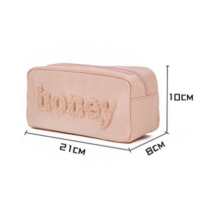 H6572 Letter Embroidered Nylon Travel Toiletry Bag Portable Cosmetic Bag(Pink) - Storage Boxes by PMC Jewellery | Online Shopping South Africa | PMC Jewellery