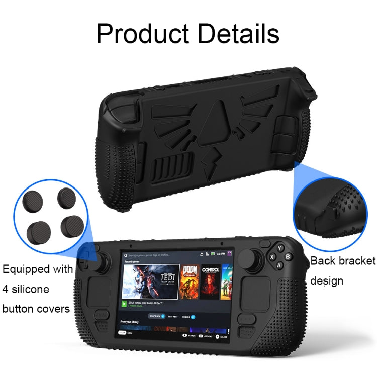 For Steam Deck V V4-1 Pocket Consoles Silicone Non-slip Protective Case with Holder Function(Green) - Accessories by PMC TechLife | Online Shopping South Africa | PMC TechLife