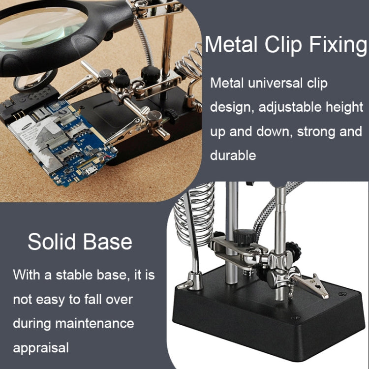 16129-C 2.5X/7.5X/10X LED Lighting Auxiliary Bracket Maintenance Magnifier(EU Plug) - Others by PMC Jewellery | Online Shopping South Africa | PMC Jewellery