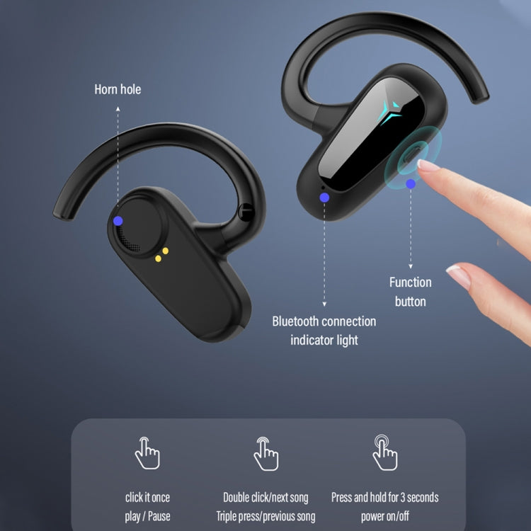 Bone Conduction Concepts Digital Display Stereo Bluetooth Earphones, Style: Dual Ears With Charging Warehouse(Black) - Bluetooth Earphone by PMC Jewellery | Online Shopping South Africa | PMC Jewellery