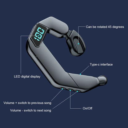 V19 Bone Conduction Digital Display Stereo Hanging Ear Sports Bluetooth Headset(Blue) - Bluetooth Earphone by PMC Jewellery | Online Shopping South Africa | PMC Jewellery