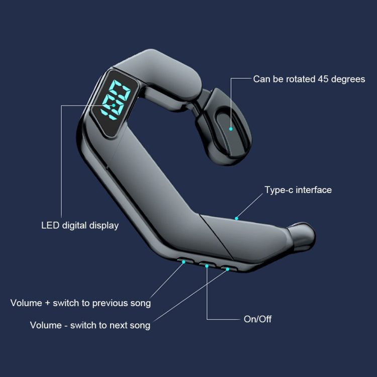 V19 Bone Conduction Digital Display Stereo Hanging Ear Sports Bluetooth Headset(Pink) - Bluetooth Earphone by PMC TechLife | Online Shopping South Africa | PMC TechLife