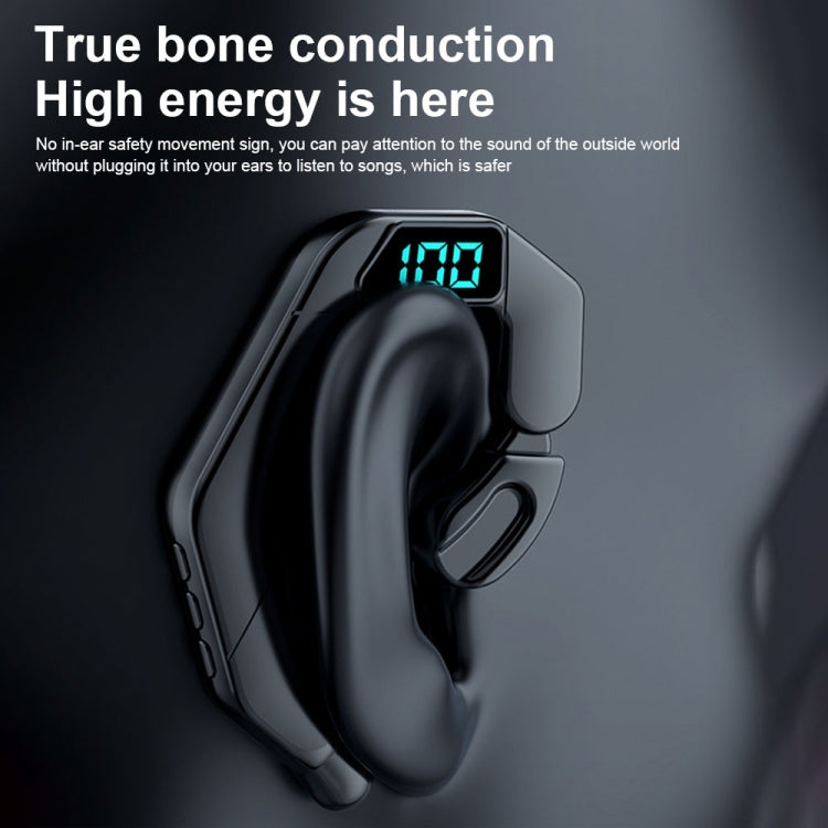V19 Bone Conduction Digital Display Stereo Hanging Ear Sports Bluetooth Headset(White) - Bluetooth Earphone by PMC TechLife | Online Shopping South Africa | PMC TechLife