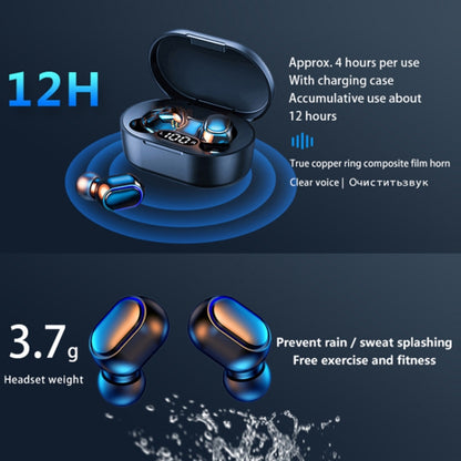 E7s Digital Sports Waterproof TWS Bluetooth 5.0 In-Ear Headphones(Black) - TWS Earphone by PMC Jewellery | Online Shopping South Africa | PMC Jewellery