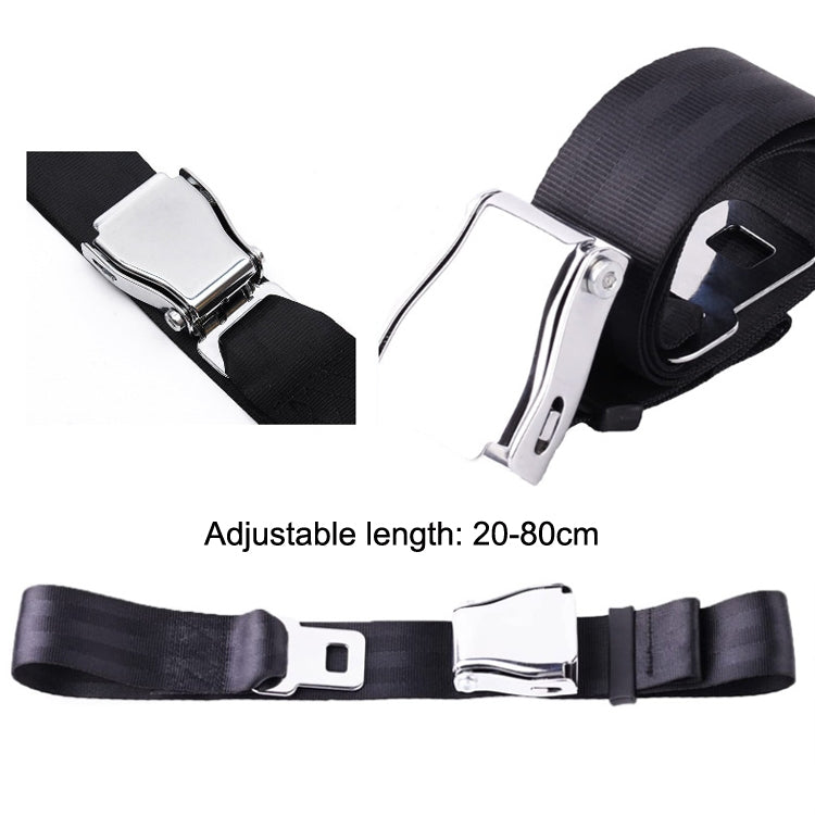 Two Point Aircraft Buckle Adjustable Seat Belt Extended Band(Black) - Seat Belts & Padding by PMC Jewellery | Online Shopping South Africa | PMC Jewellery