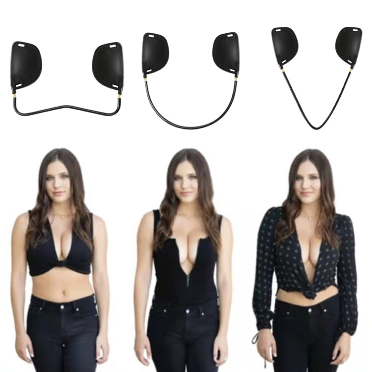 XD00001 Molding Silicone Nipple Sticker Frontless Bra Adjustable Anti-sag Push-up Bra Kit(W-type Black) - free shipping - PMC TechLife - Order now!