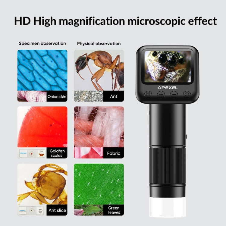 Apexel APL-MS008 Circuit Board Detection Amplification Delay Photography HD Microscopic Lens With Screen(Black) - Macro & Wide-angle by APEXEL | Online Shopping South Africa | PMC Jewellery