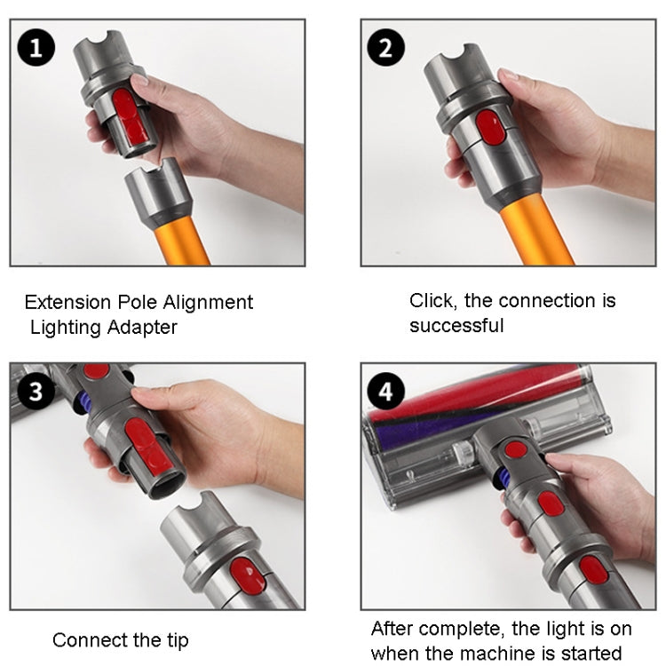 For Dyson V7 V8 V10 V11 V15 Vacuum Cleaner Suction Head Adapter with LED Light - Dyson Accessories by PMC Jewellery | Online Shopping South Africa | PMC Jewellery