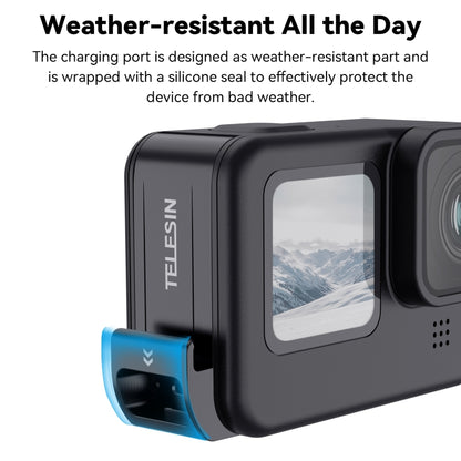 For GoPro Hero11 Black / HERO10 Black /9 Black TELESIN Waterproof Side Cover Easy Removable Charging Cover Port(Black) - Skeleton Housing by TELESIN | Online Shopping South Africa | PMC Jewellery