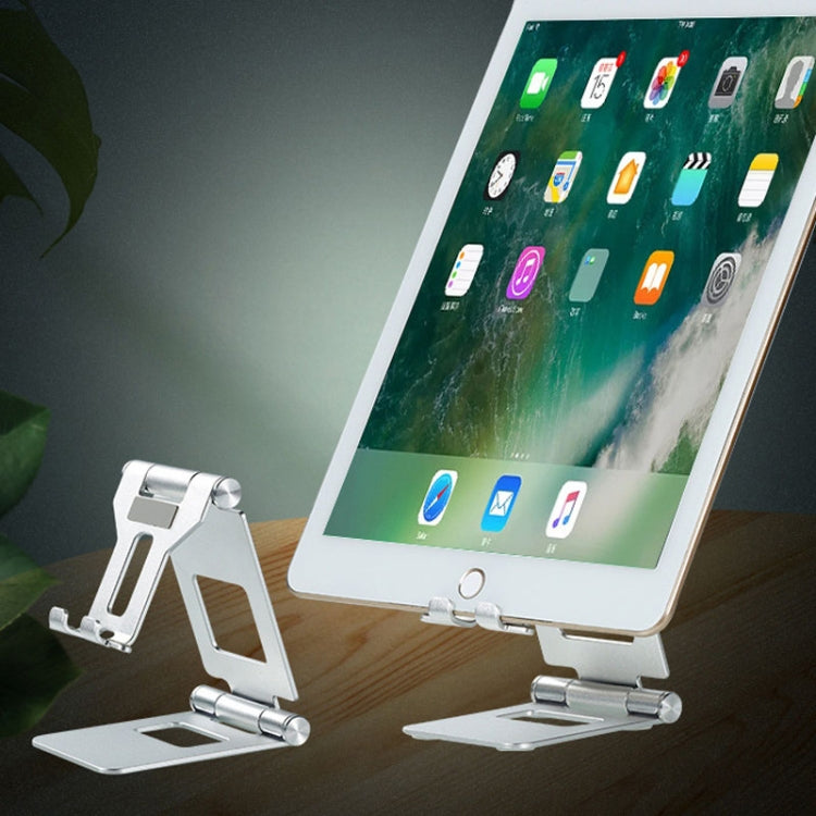 Z10A   Aluminum Alloy Double Folding Mobile Phone Holder Desktop Tablet Lazy Holder(Black) - Desktop Holder by PMC TechLife | Online Shopping South Africa | PMC TechLife