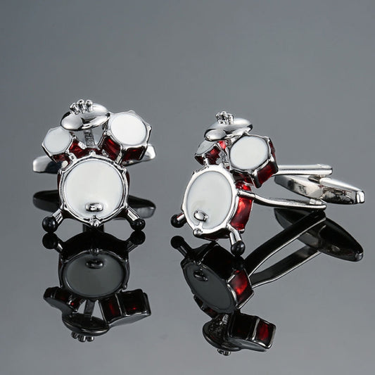 2 pairs Brass Music Series Instrument Note Cufflinks, Color: Red Drum Kit - Cufflinks by PMC Jewellery | Online Shopping South Africa | PMC Jewellery