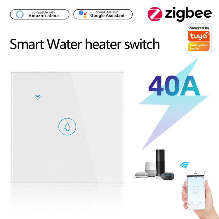 Tuya ZigBee 40A Smart High Power Water Heater Light Air Conditioner Switch Time Voice Remote Control(White) - Smart Switch by PMC Jewellery | Online Shopping South Africa | PMC Jewellery