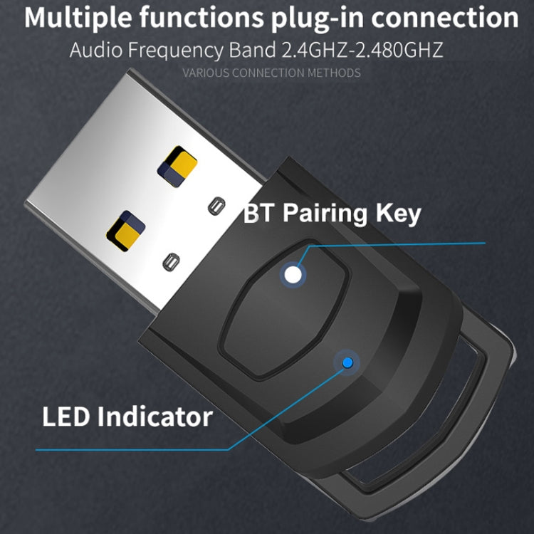 For PS4 / PS5 / PC HS-PS5101 Bluetooth 5.0 Adapter Audio Receiver Wireless Headset Transmitter(Black) - Audio Receiver Transmitter by PMC Jewellery | Online Shopping South Africa | PMC Jewellery