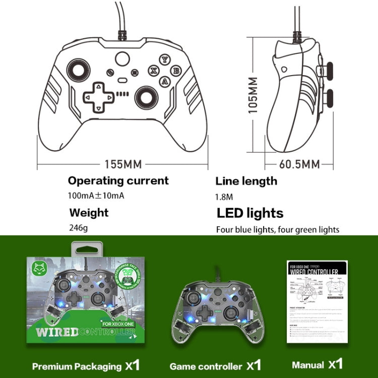 For Microsoft XBOX One / PC XO300 RGB Luminous Wired Gamepad(Transparent) - Gamepad by PMC Jewellery | Online Shopping South Africa | PMC Jewellery