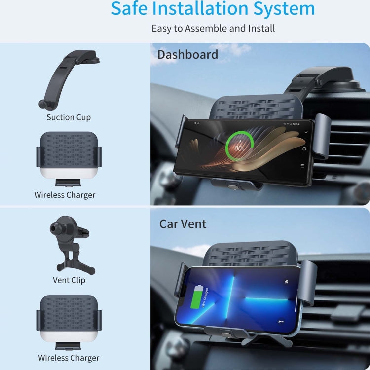 For Samsung Galaxy Z Fold4 / 3 S10 Folding Screen Mobile Phone Vehicle Bracket Dual Coil Wireless Charger - Wireless Charger Holders by PMC TechLife | Online Shopping South Africa | PMC TechLife | Buy Now Pay Later Mobicred