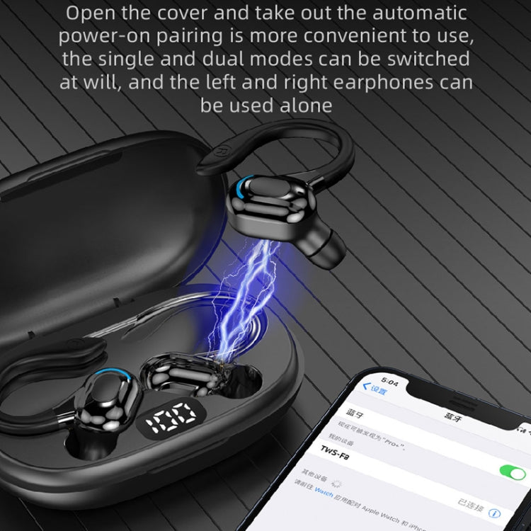 F8 Hanging Ear Stereo Wireless Bluetooth Earphones With Charging Bin(Green Double Ear) - Bluetooth Earphone by PMC TechLife | Online Shopping South Africa | PMC TechLife