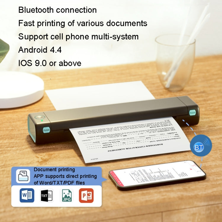 M08F Bluetooth Wireless Handheld Portable Thermal Printer(Black Green Letter Version) - Printer by PMC TechLife | Online Shopping South Africa | PMC TechLife
