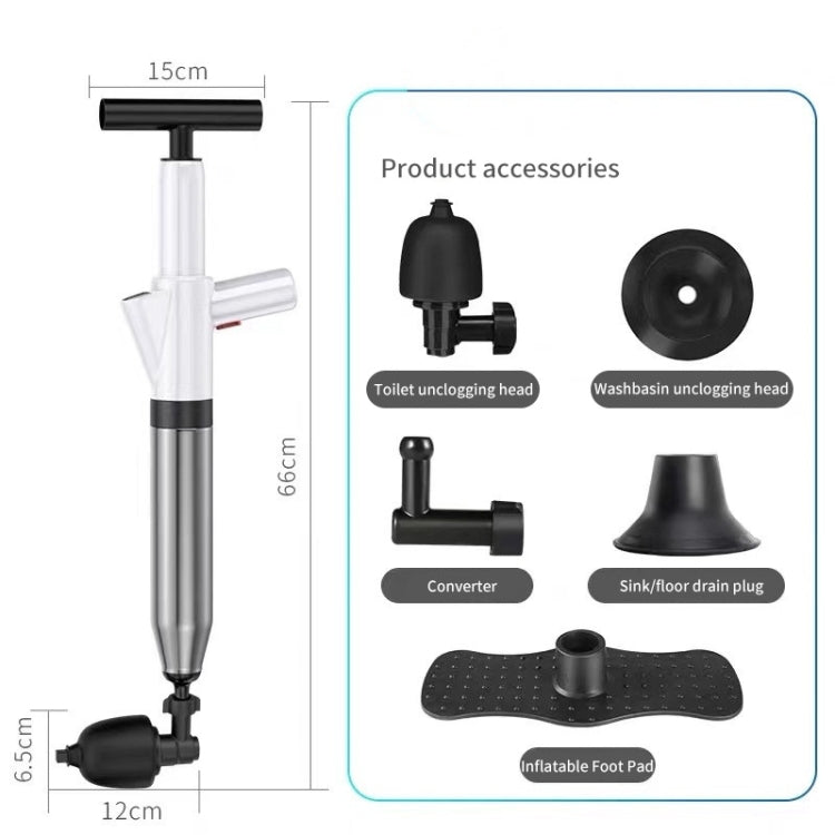 Toilet Pipe Dredger Toilet Sewer Floor Drain Clogged Household High Pressure Pneumatic Tool(Gray) - free shipping - PMC TechLife - Order now!
