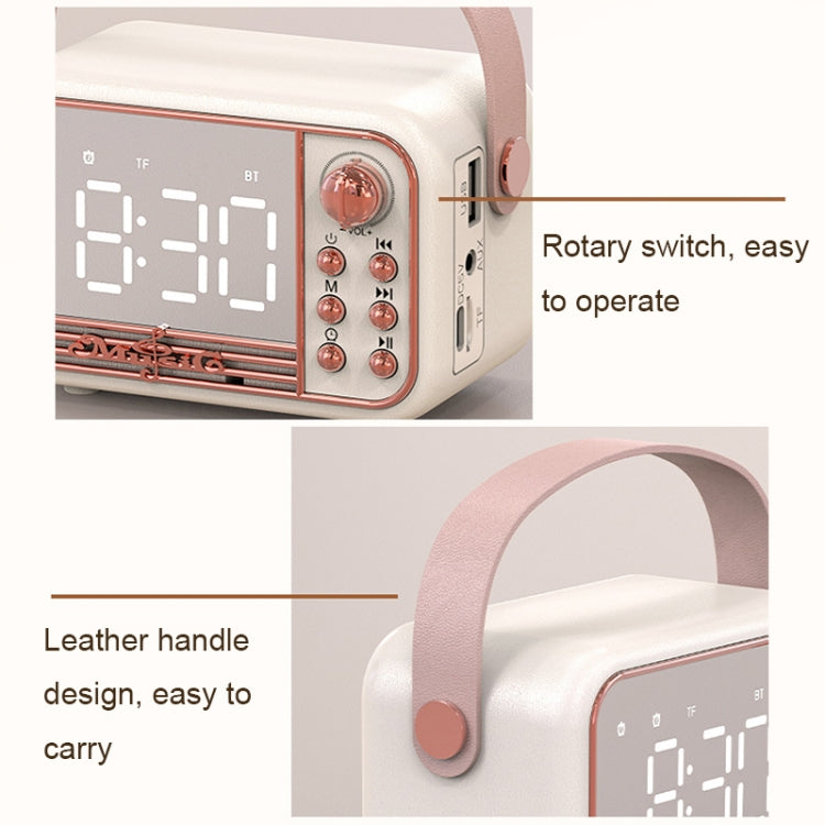 S11 Handheld Retro Alarm Clock Bluetooth Speaker Desktop Portable Clock(Pink) - Desktop Speaker by PMC Jewellery | Online Shopping South Africa | PMC Jewellery