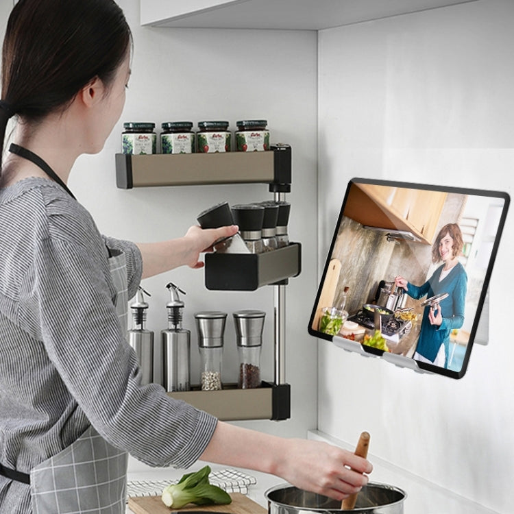 B87 Punch-free Tablet PC Aluminum Alloy Bracket Bathroom Kitchen Adhesive Wall Phone Holder(Silver Gray) - Hand-Sticking Bracket by PMC TechLife | Online Shopping South Africa | PMC TechLife