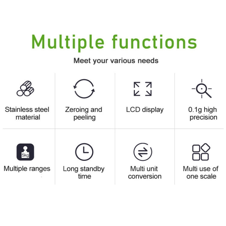 Small Multifunctional Kitchen High Precision Electronic Scale LCD Digital Display Food Scale, Model: 3kg/ 0.1g - Kitchen Scales by PMC Jewellery | Online Shopping South Africa | PMC Jewellery