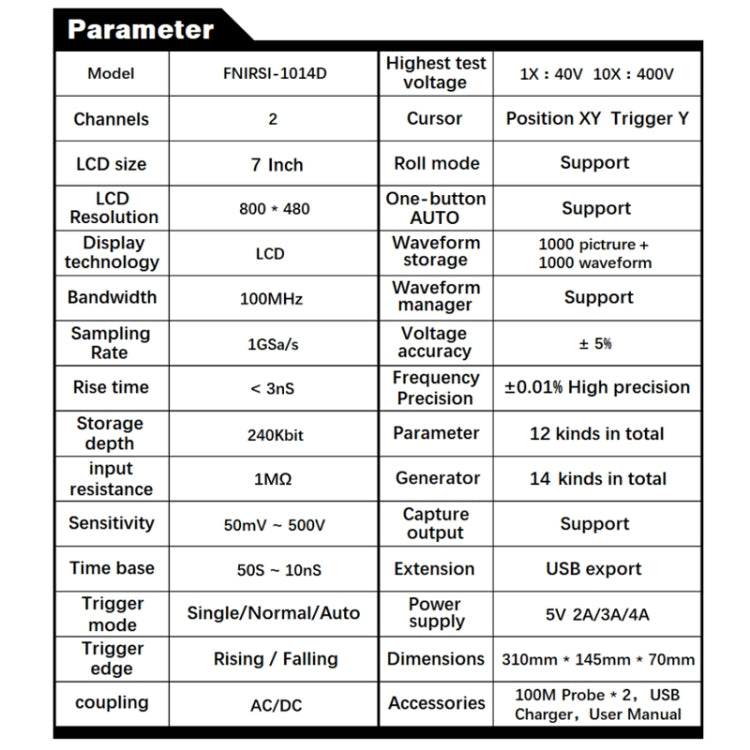 FNIRSI 1014D 2 in 1 Dual-channel 100M Bandwidth Digital Oscilloscope 1GS Sampling Signal Generator, US Plug - free shipping - PMC TechLife - Order now!