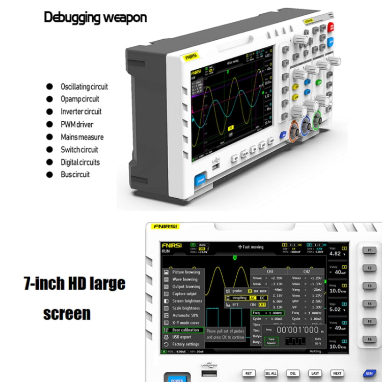 FNIRSI 1014D +P4100 Probe 2 in 1 Dual-channel 100M Bandwidth Digital Oscilloscope 1GS Sampling Signal Generator, US Plug - free shipping - PMC TechLife - Order now!