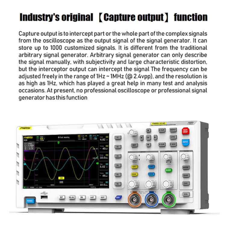 FNIRSI 1014D +P4100 Probe 2 in 1 Dual-channel 100M Bandwidth Digital Oscilloscope 1GS Sampling Signal Generator, US Plug - free shipping - PMC TechLife - Order now!
