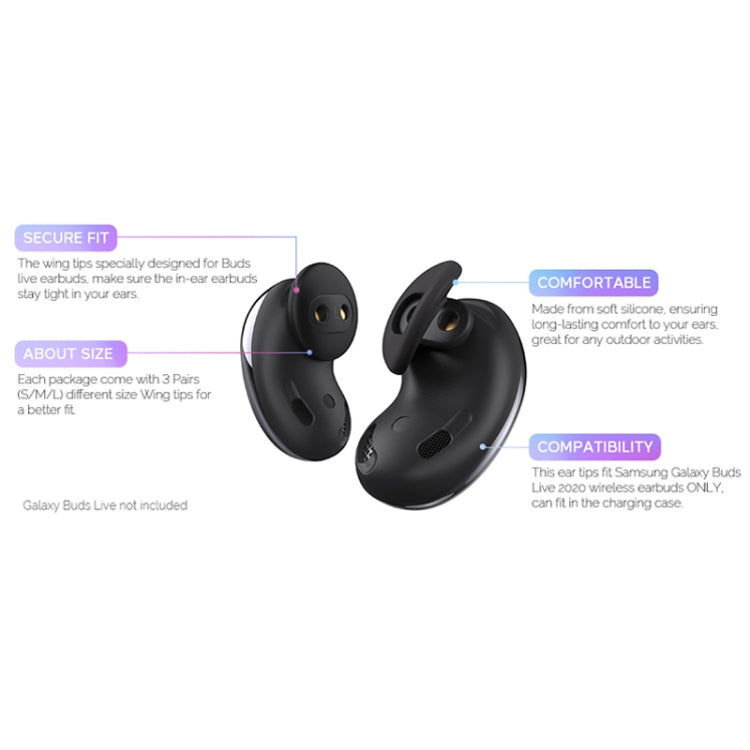 For Samsung Galaxy Buds Live AhaStyle PT132 S+M+L Silicone Earbud(Black) - Anti-dust & Ear Caps by AhaStyle | Online Shopping South Africa | PMC TechLife | Buy Now Pay Later Mobicred