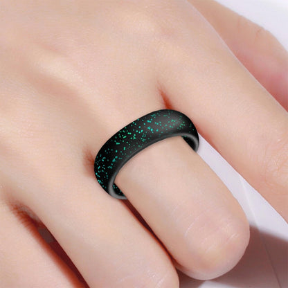 SH100 5.7mm Wide Silicone Ring Glitter Couple Ring No.5(Black and green) - Rings by PMC Jewellery | Online Shopping South Africa | PMC Jewellery