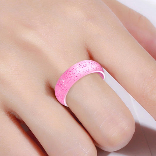 SH100 5.7mm Wide Silicone Ring Glitter Couple Ring No.7(Pink red) - Rings by PMC Jewellery | Online Shopping South Africa | PMC Jewellery