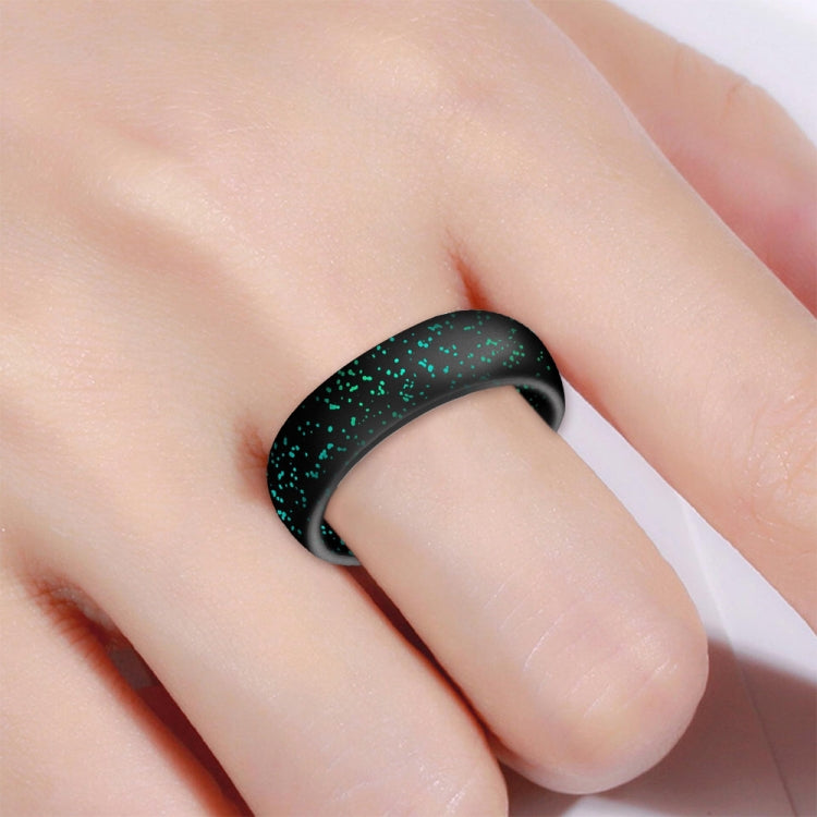 SH100 5.7mm Wide Silicone Ring Glitter Couple Ring No.9(Black and green) - Rings by PMC Jewellery | Online Shopping South Africa | PMC Jewellery