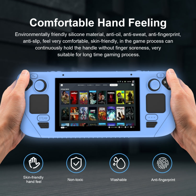 For Steam Deck Game Controller Soft Silicone Protective Cover Case With 4pcs Key Cap(Luminous Blue) - Accessories by PMC Jewellery | Online Shopping South Africa | PMC Jewellery