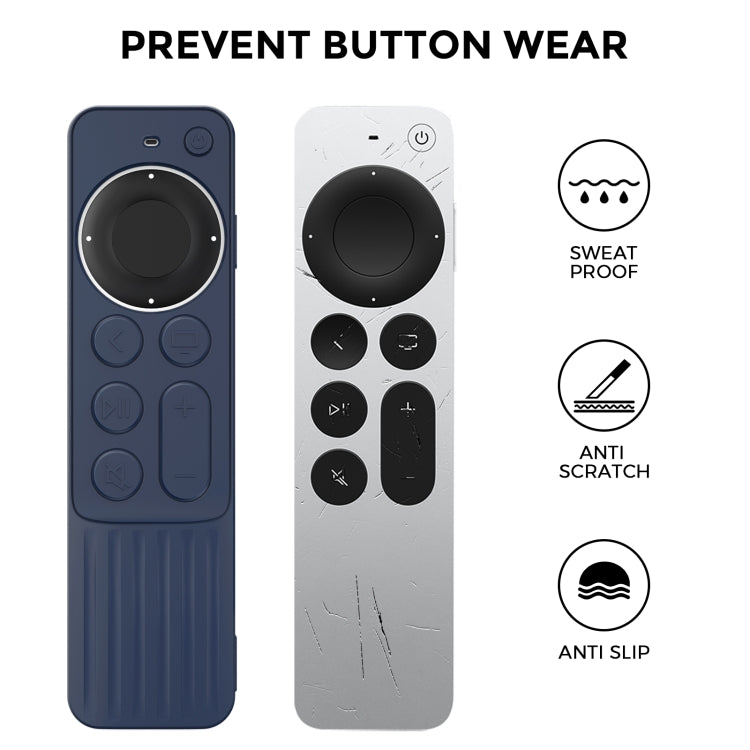 For Apple TV Siri Remote 2/3 AhaStyle PT166 Remote Controller Silicone Protective Case Striped Non-Slip Anti-Drop Cover(Midnight Blue) - free shipping - PMC TechLife - Order now!