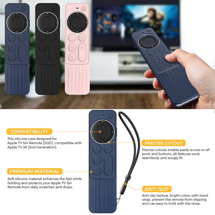For Apple TV Siri Remote 2/3 AhaStyle PT166 Remote Controller Silicone Protective Case Striped Non-Slip Anti-Drop Cover(Black) - free shipping - PMC TechLife - Order now!