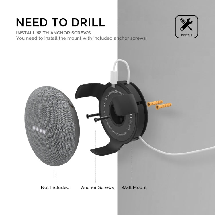 For Amazon Echo Dot 3 AhaStyle PT62 Wall Bracket Smart Speaker Bracket Black - free shipping - PMC TechLife - Order now!